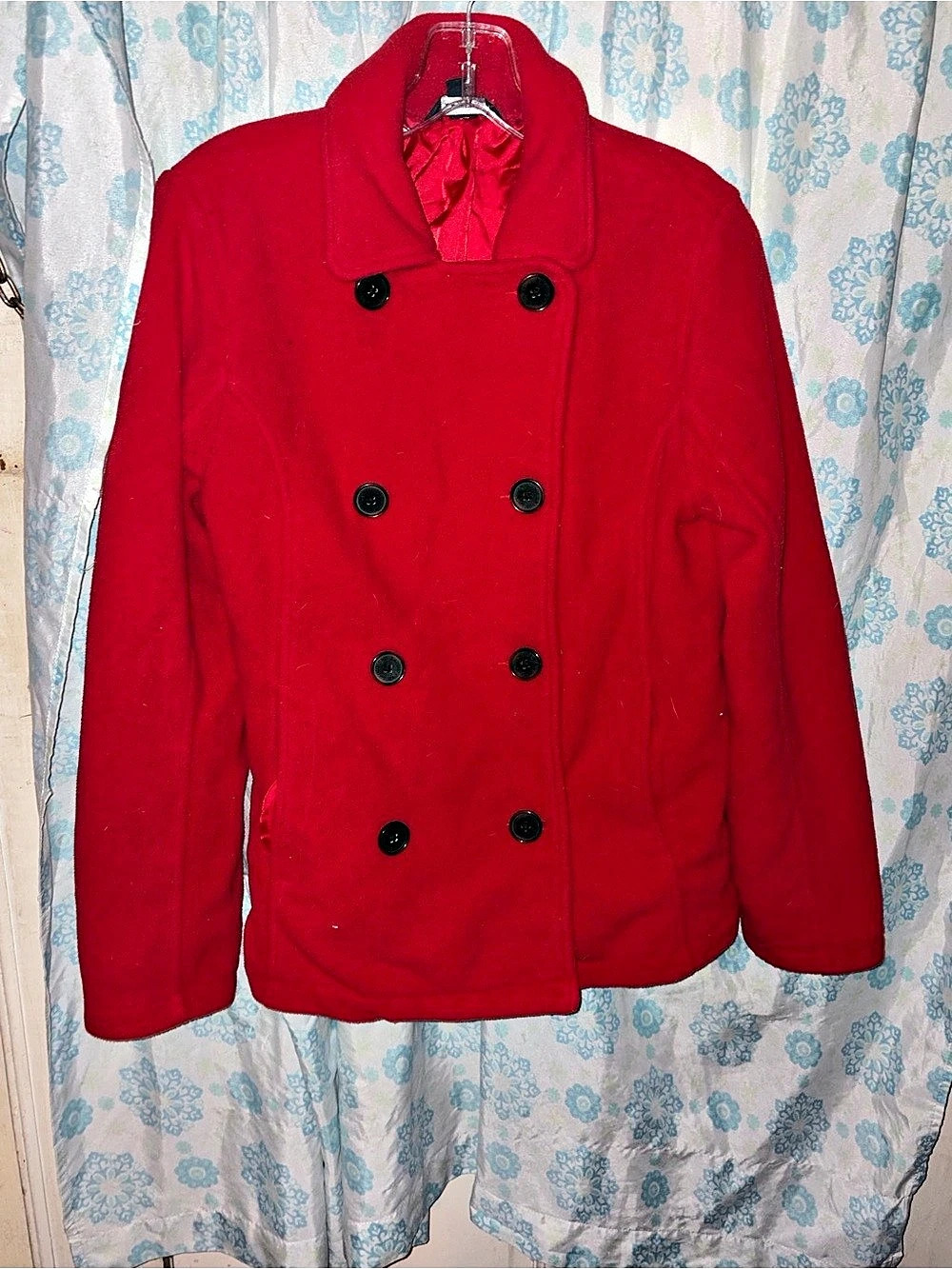 Lands' End Red Pea Coat Size Medium